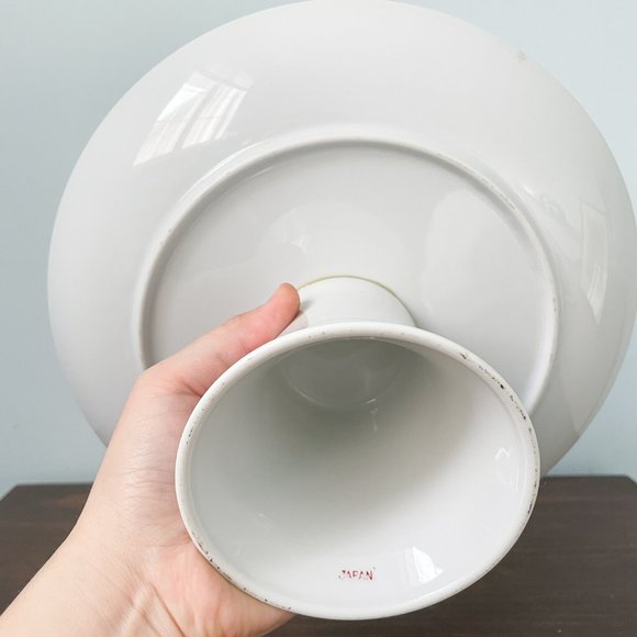 SOLD Vintage Japanese Porcelain Strawberry Cake Stand 10in - Picture 7 of 8